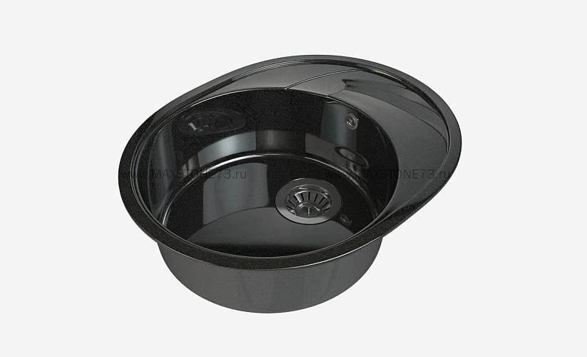 MAXSTONE Мойка глянцевая MS-8 (черный металлик) 570*460*200